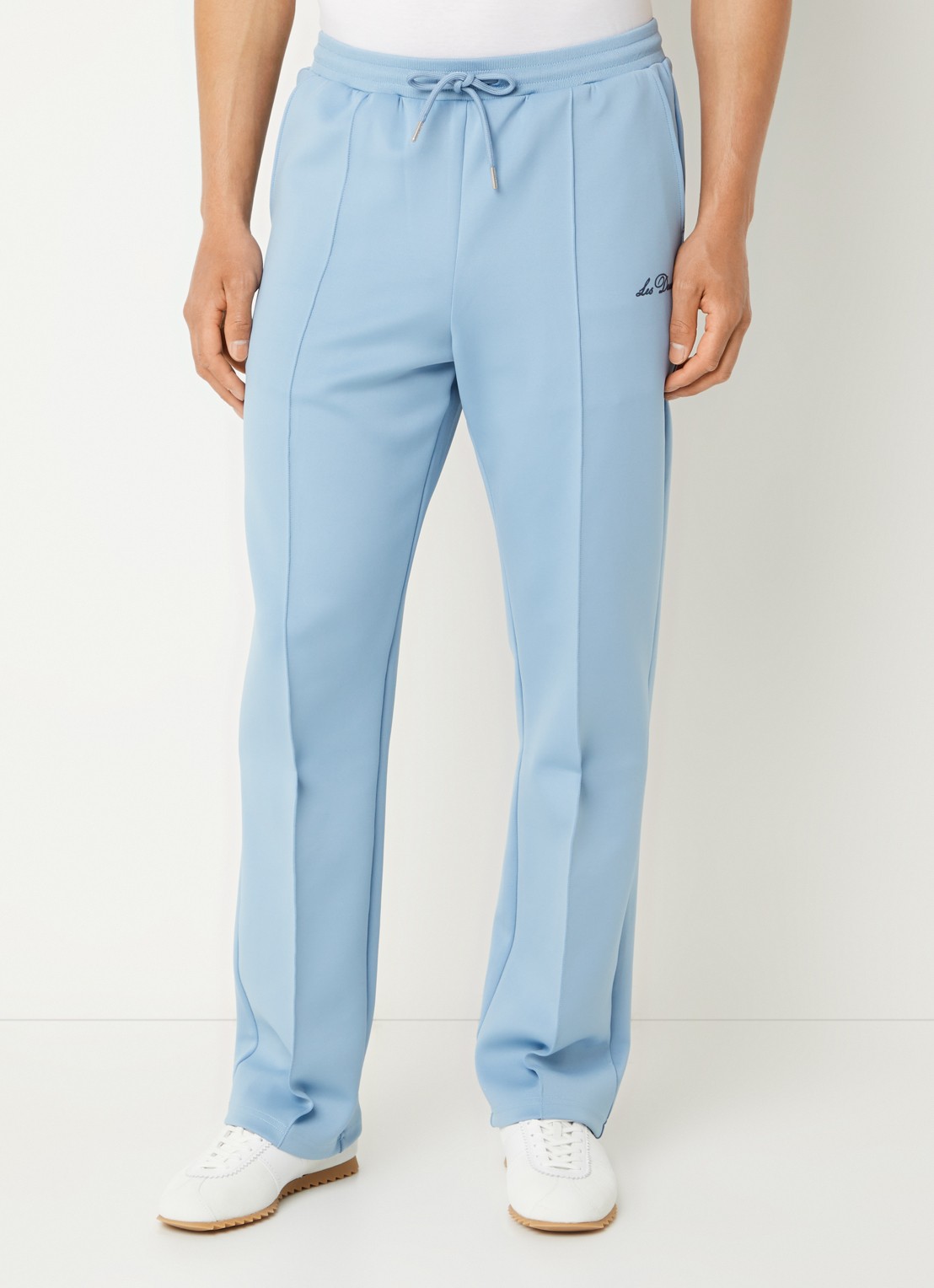 Les Deux Straight fit joggingbroek met logo en steekzakken - detail 4 blauwgrijs