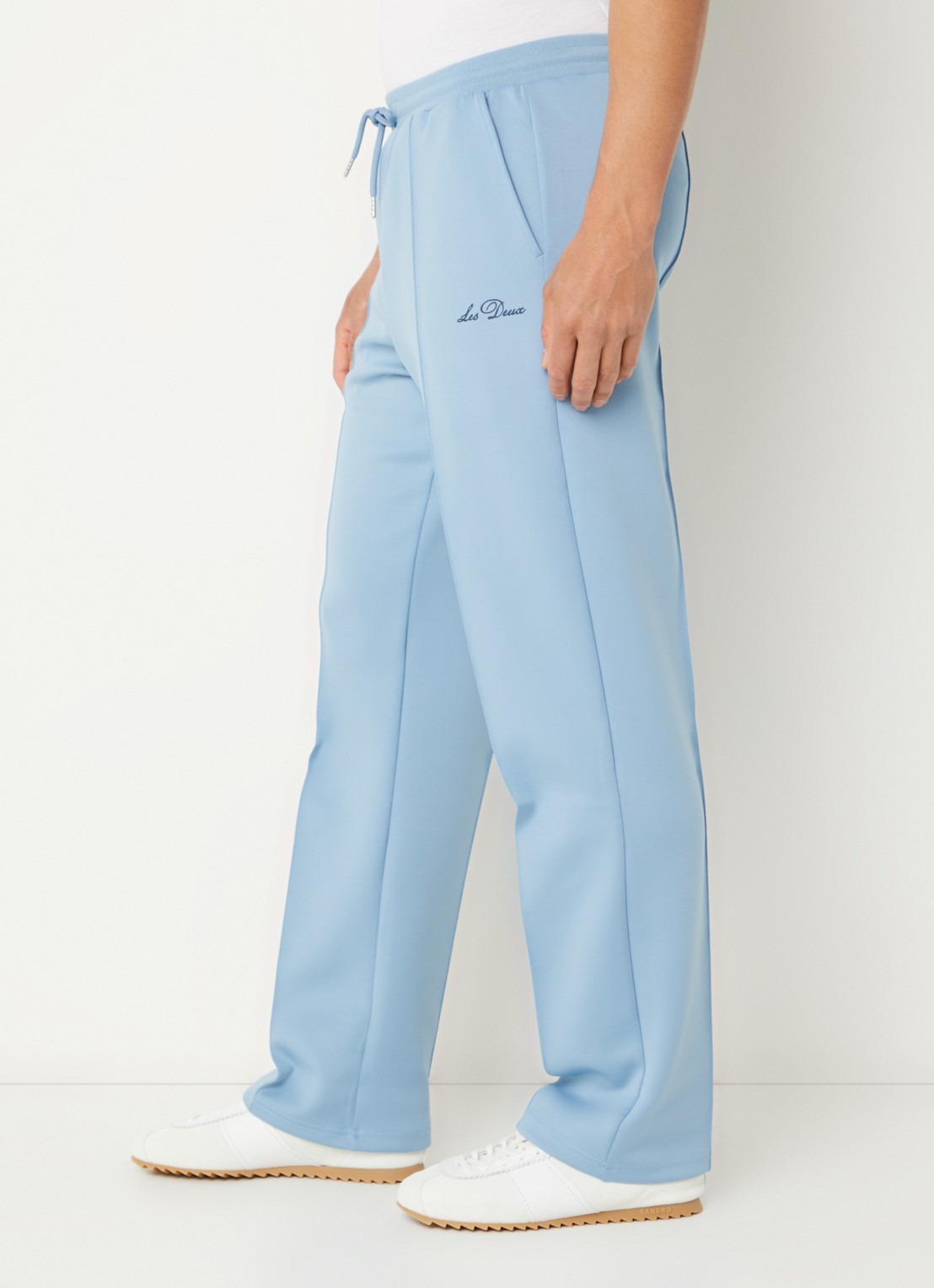 Les Deux Straight fit joggingbroek met logo en steekzakken - detail 5 blauwgrijs