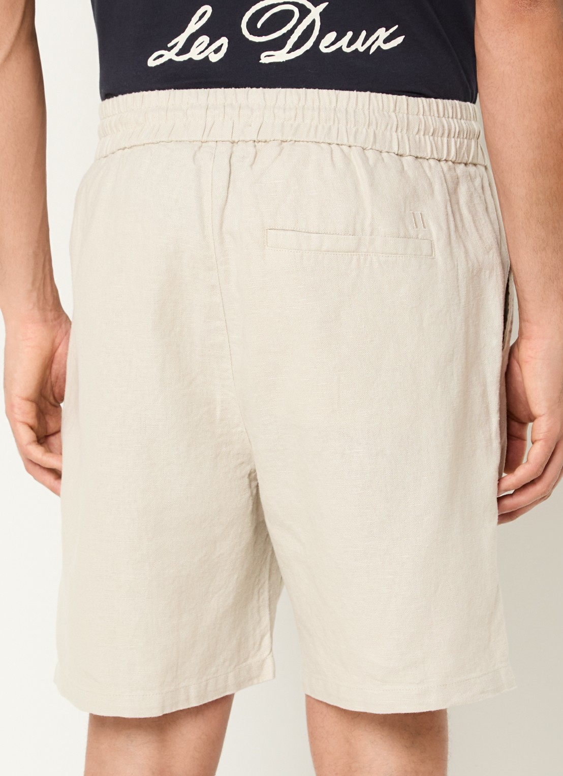 Les Deux Straight fit korte broek in linnenblend met steekzakken - achterkant 4 zand