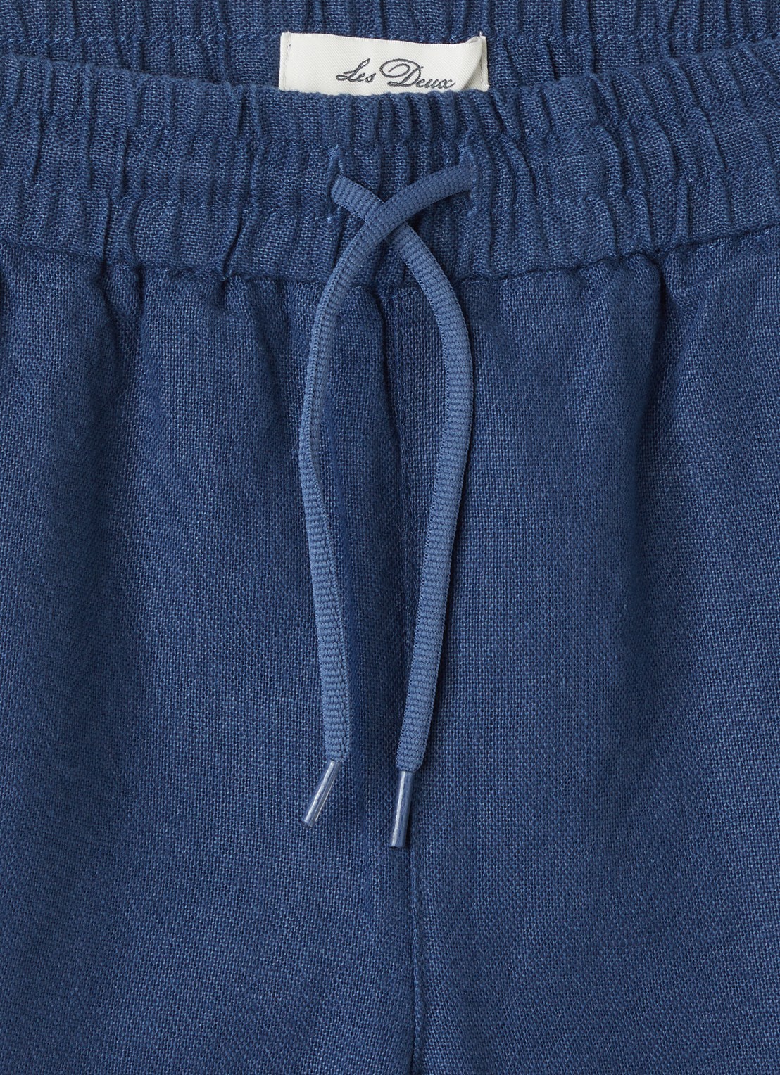 Les Deux Straight fit korte broek in linnenblend met trekkoord - detail 3 indigo