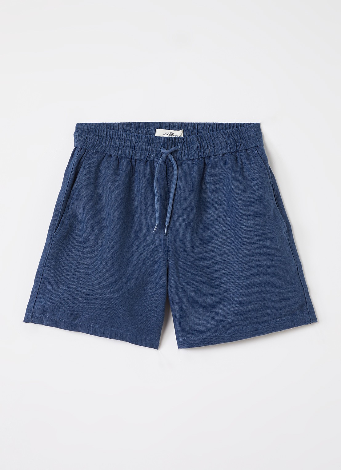 Les Deux Straight fit korte broek in linnenblend met trekkoord - voorkant indigo