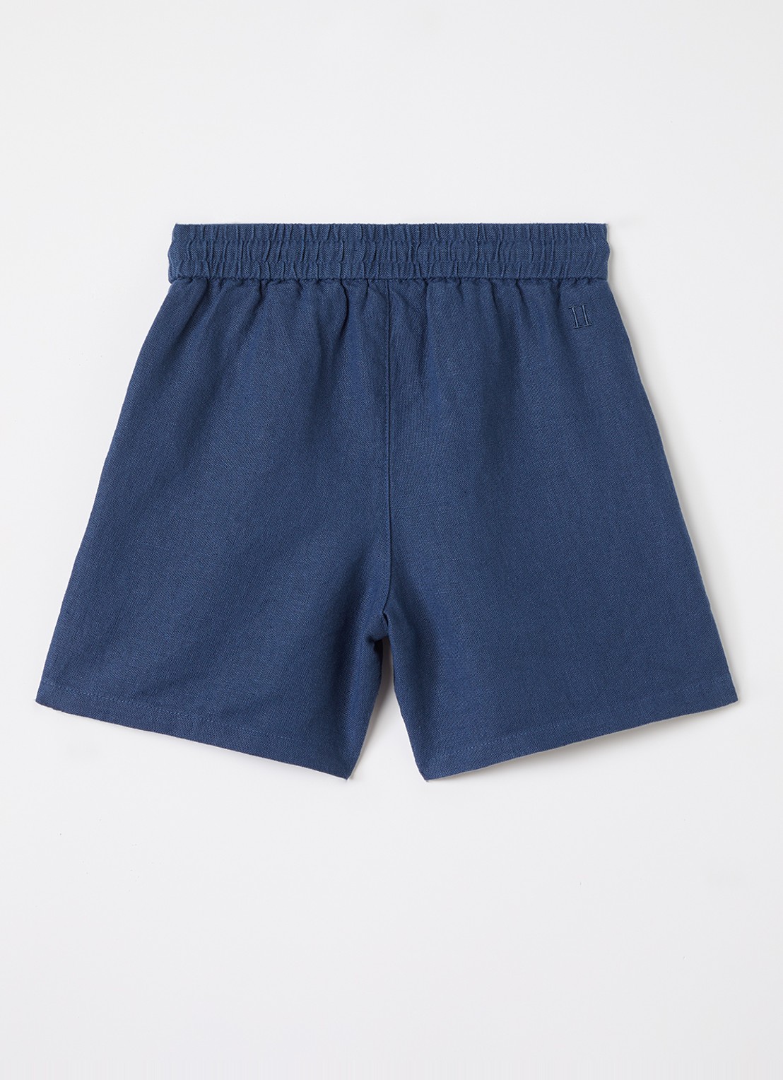 Les Deux Straight fit korte broek in linnenblend met trekkoord - voorkant 2 indigo