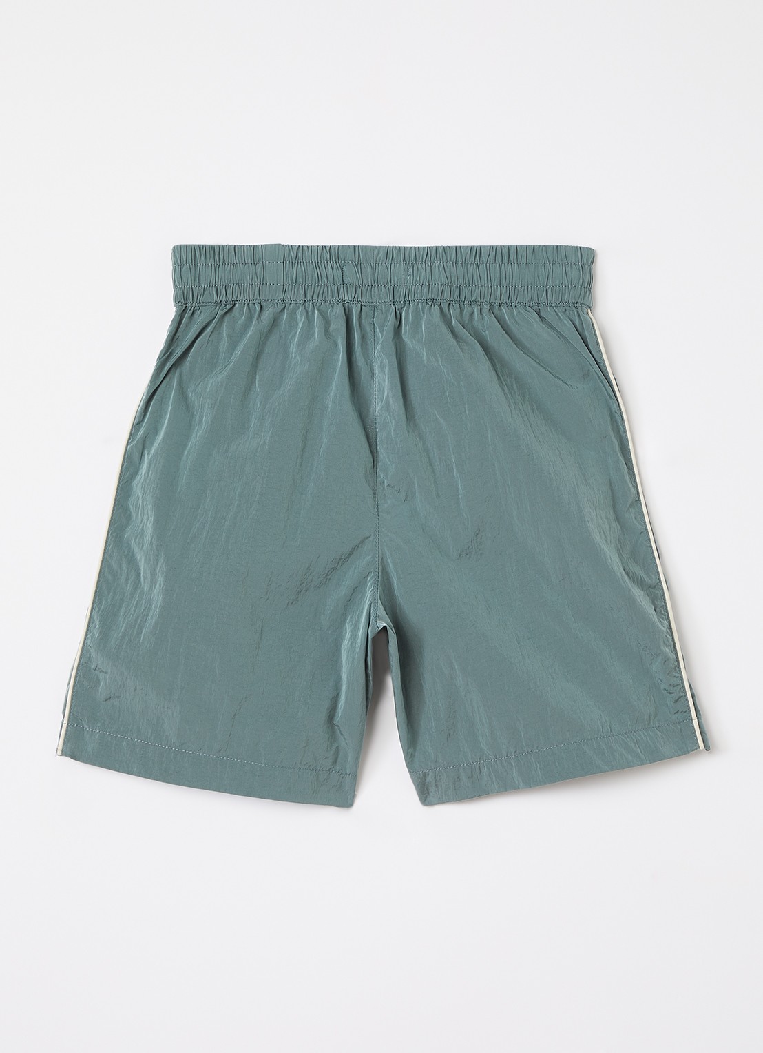 Les Deux Straight fit korte trackpants met logo - voorkant 2 olijfgroen