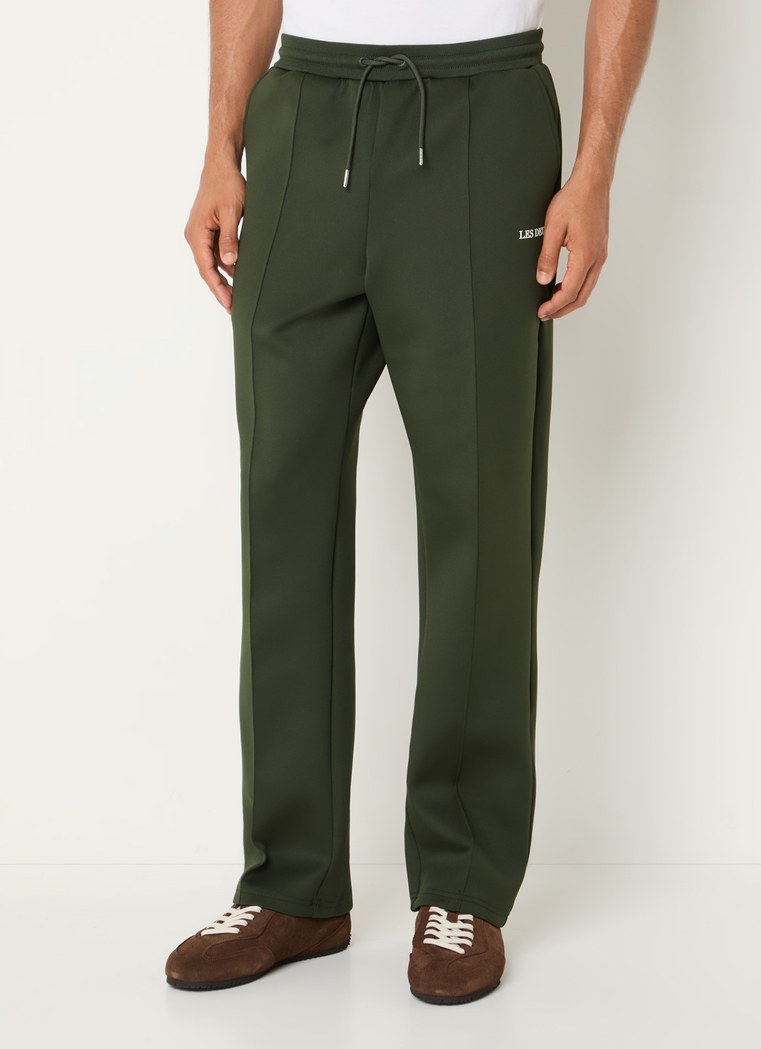Les Deux Straight fit trainingsbroek met steekzakken en logo - detail 4 legergroen