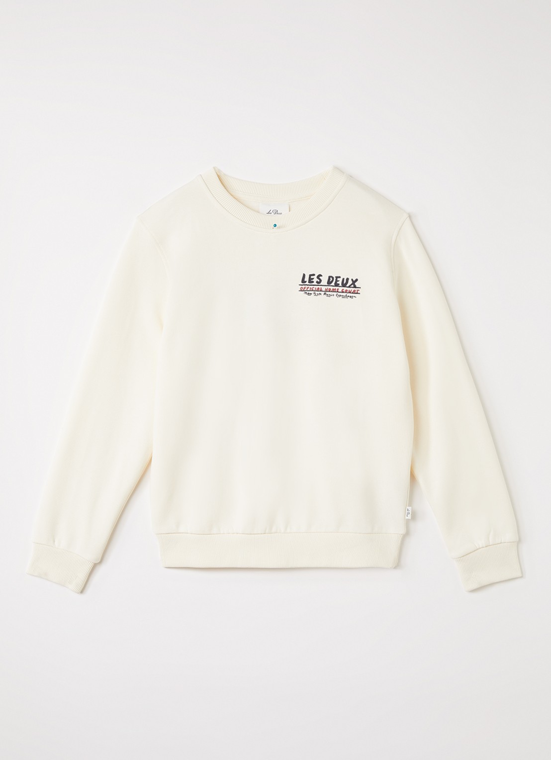Les Deux Sweater met logo- en backprint - voorkant 2 gebroken wit