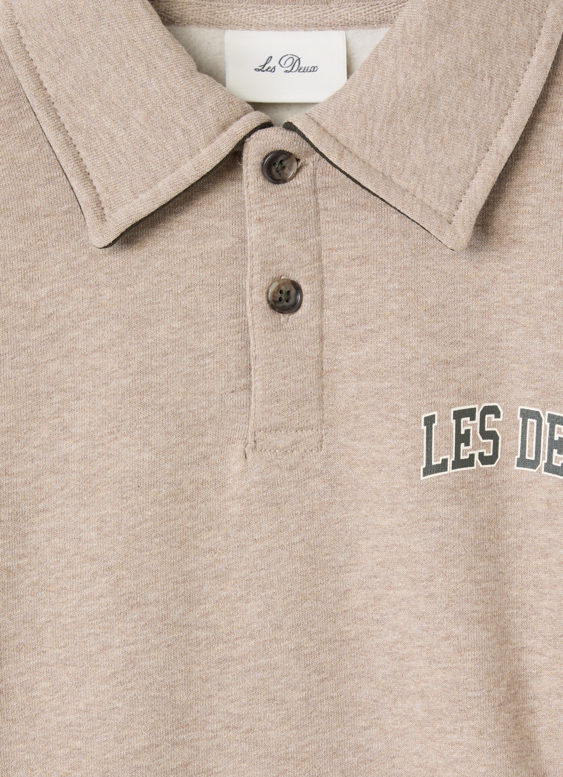 Les Deux Sweater met logo - detail donkerbeige