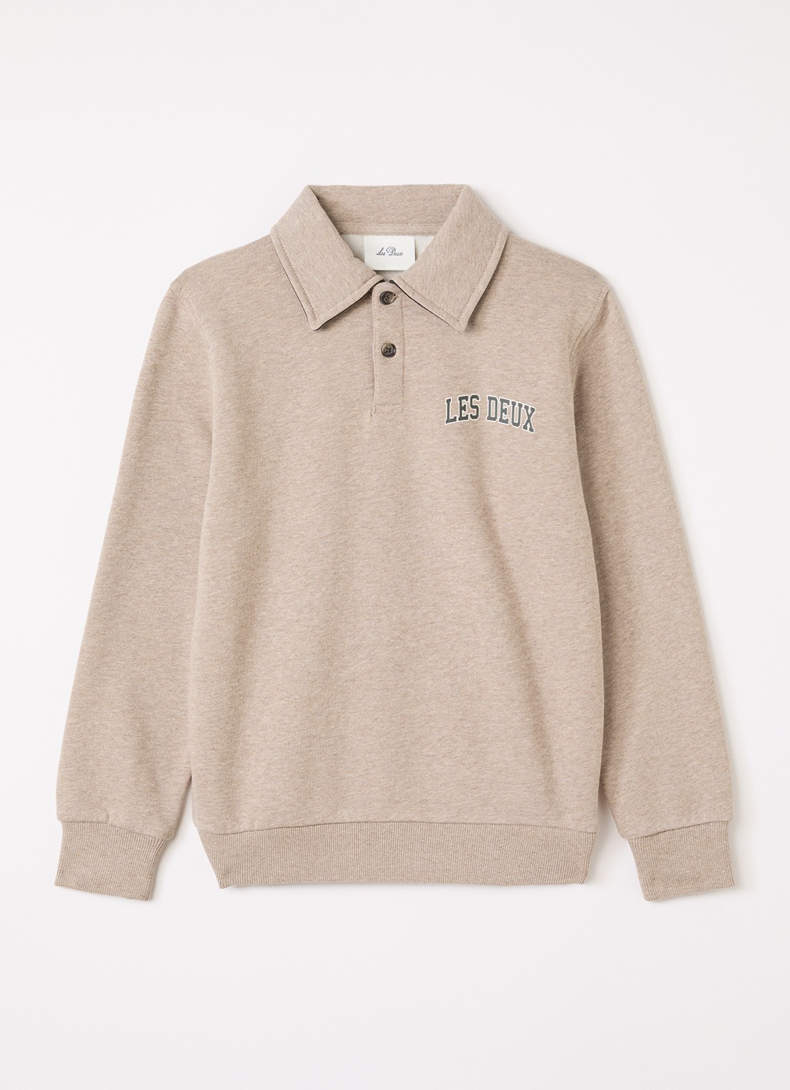 Les Deux Sweater met logo - voorkant 2 donkerbeige
