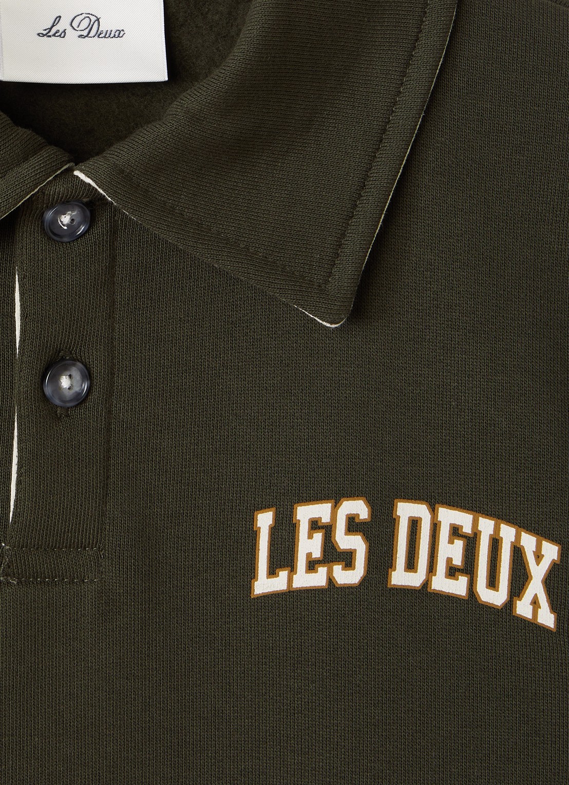 Les Deux Sweater met logo - detail legergroen