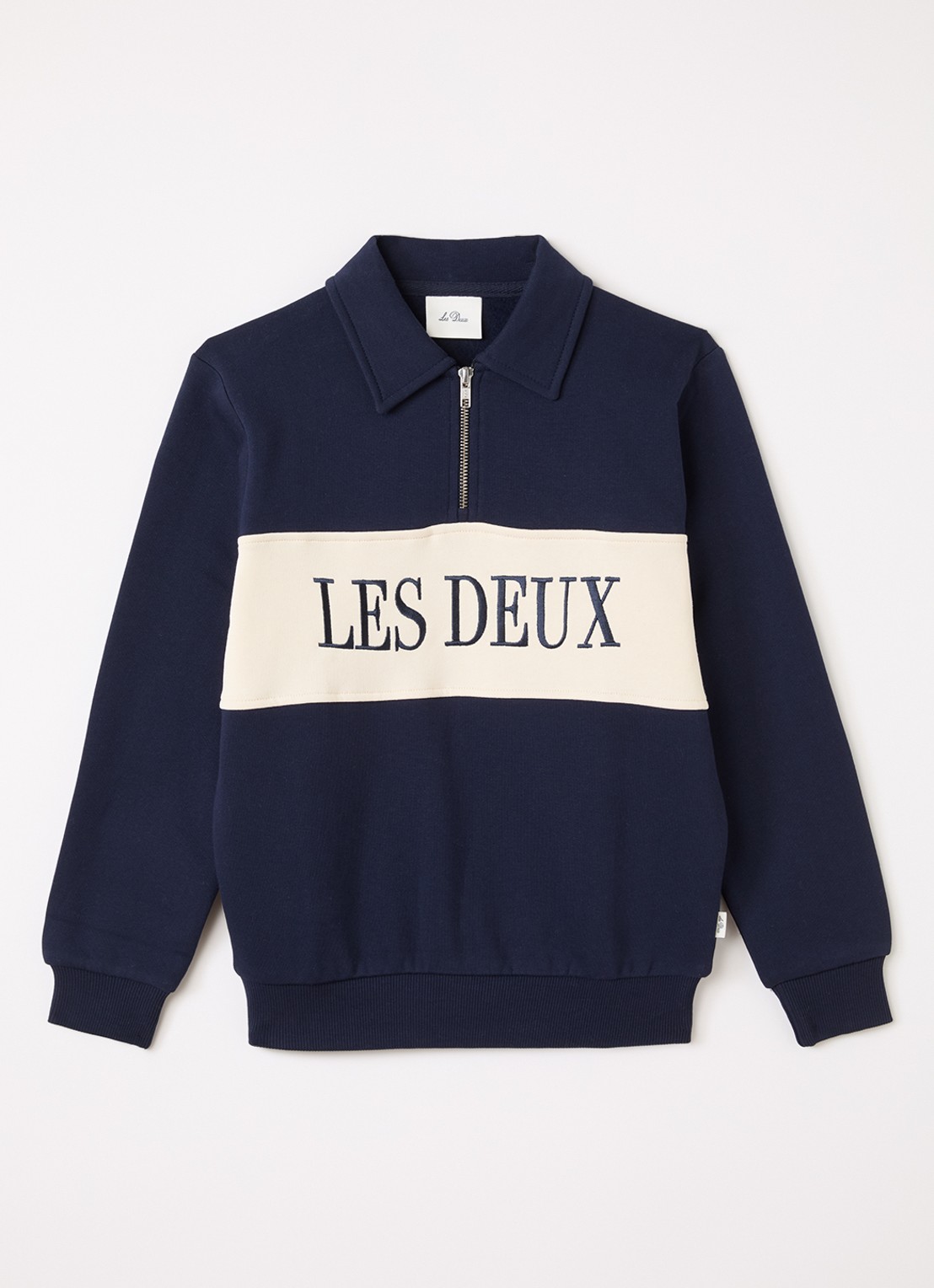 Les Deux Sweater met logoborduring - voorkant 2 donkerblauw