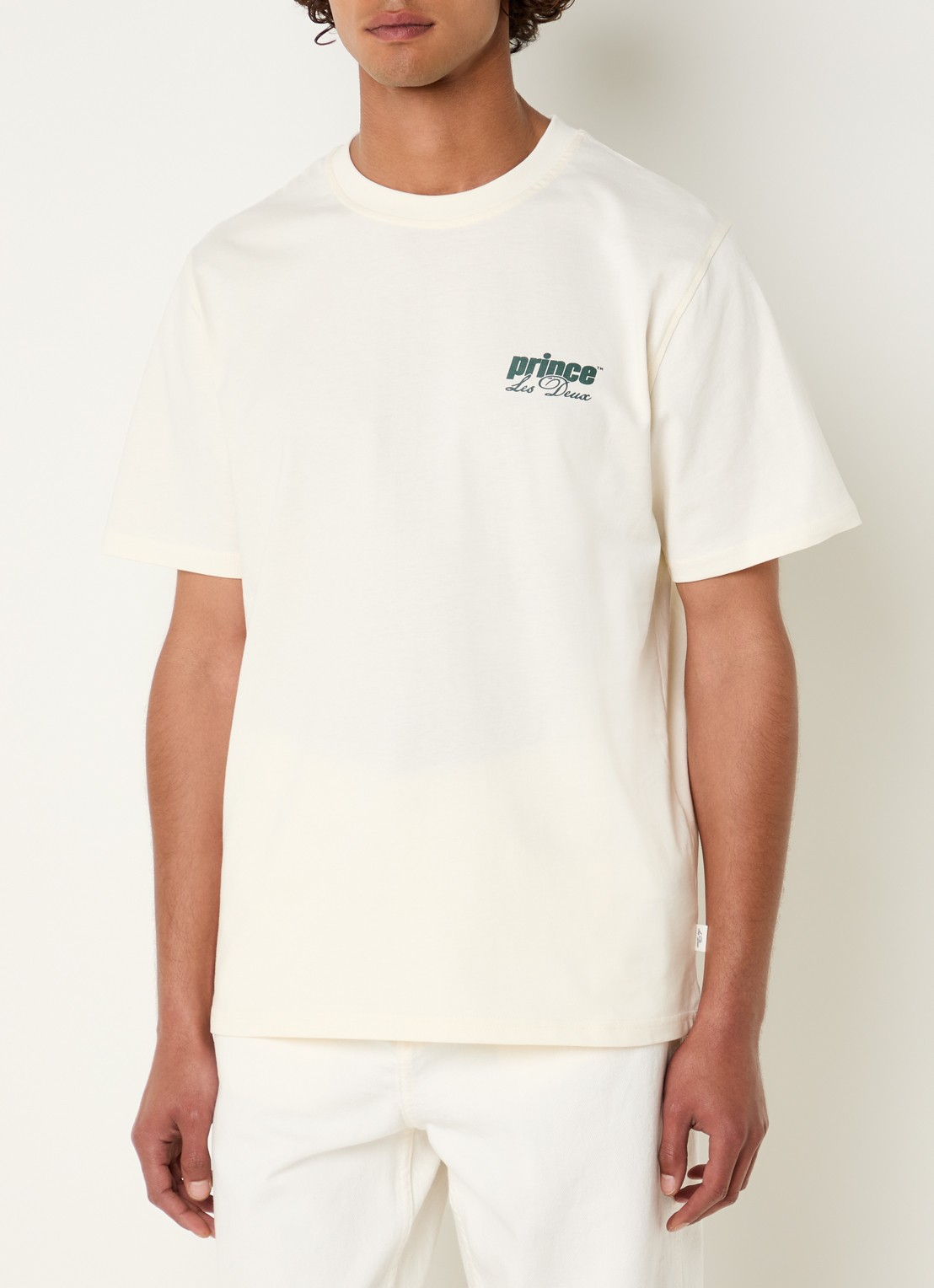 Les Deux T-shirt met logo- en backprint - achterkant 3 gebroken wit