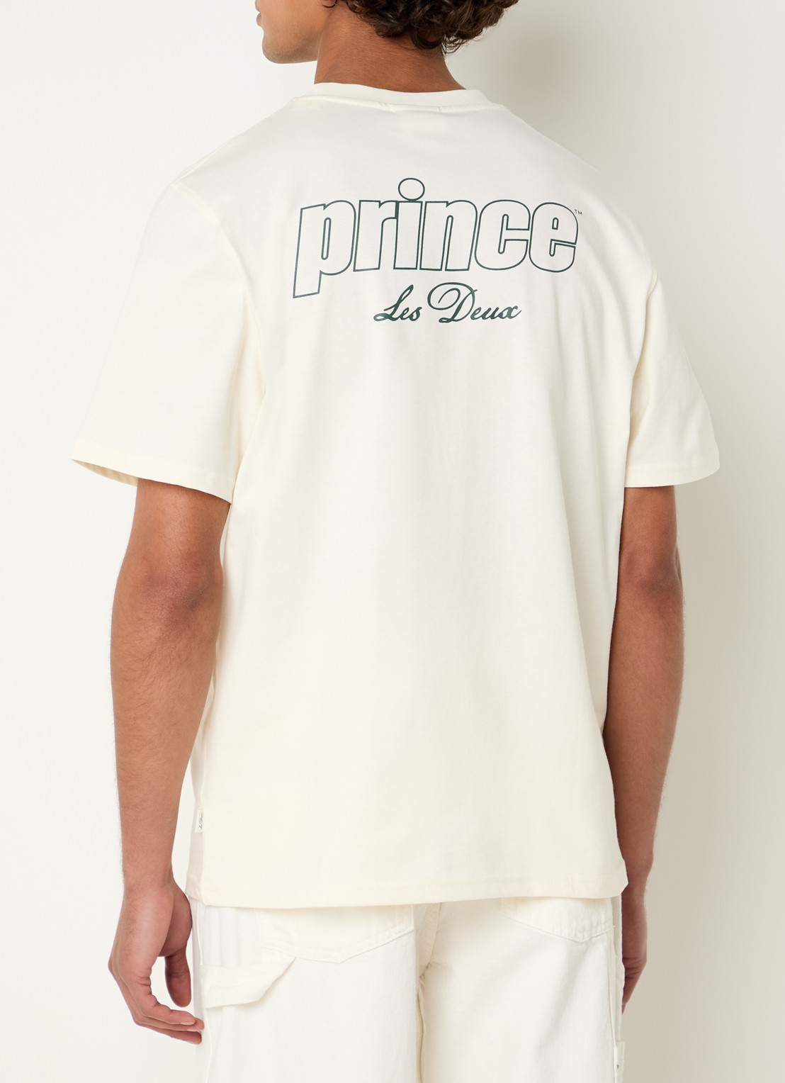 Les Deux T-shirt met logo- en backprint - detail 4 gebroken wit