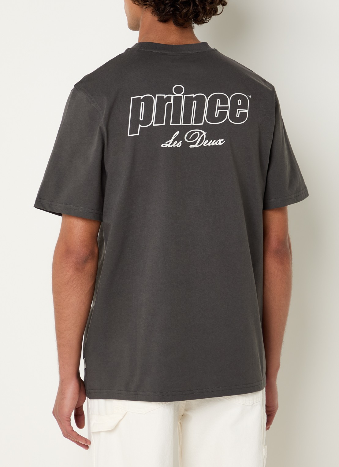 Les Deux T-shirt met logo- en backprint - detail 2 antraciet