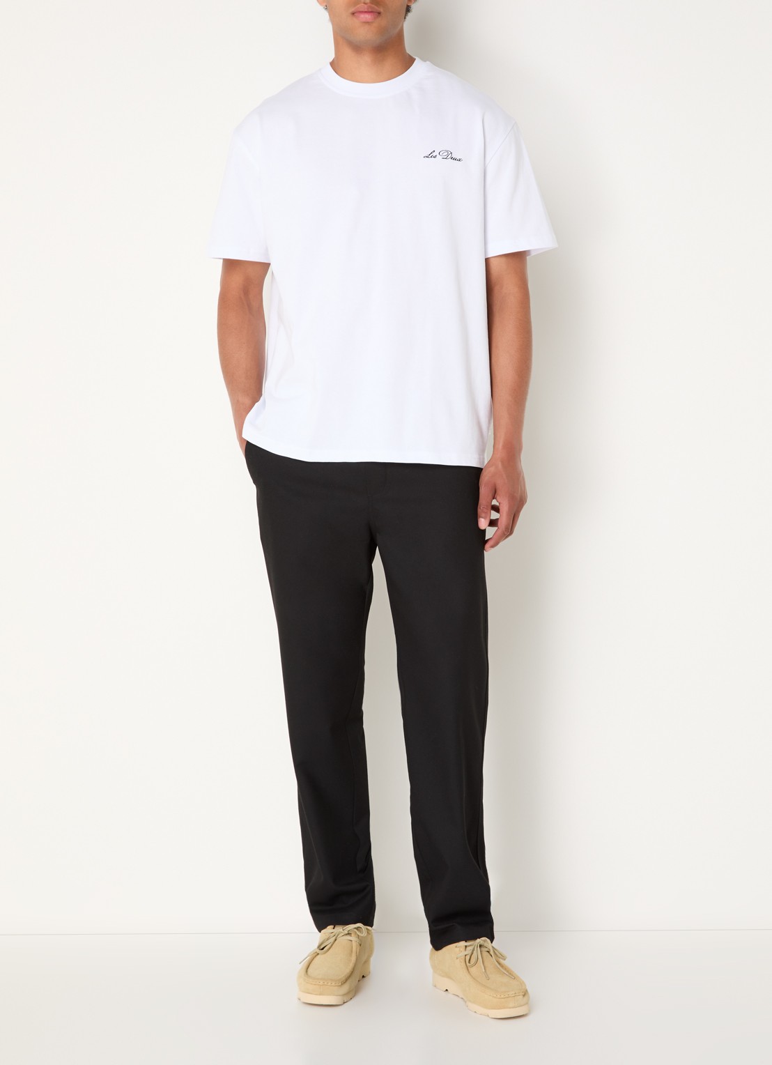 Les Deux T-shirt met logoborduring - voorkant 4 wit