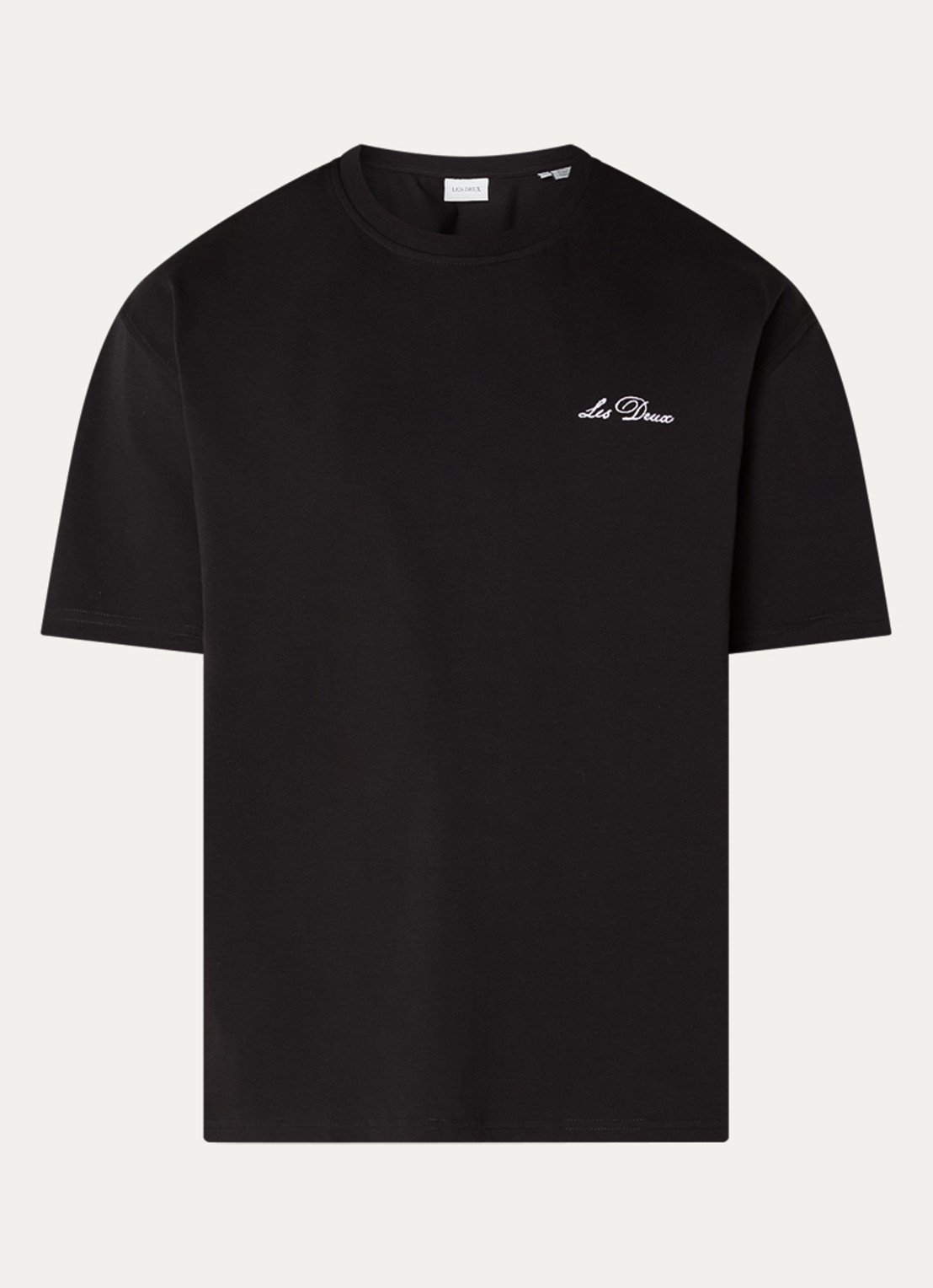 Les Deux T-shirt met logoborduring - voorkant 3 zwart