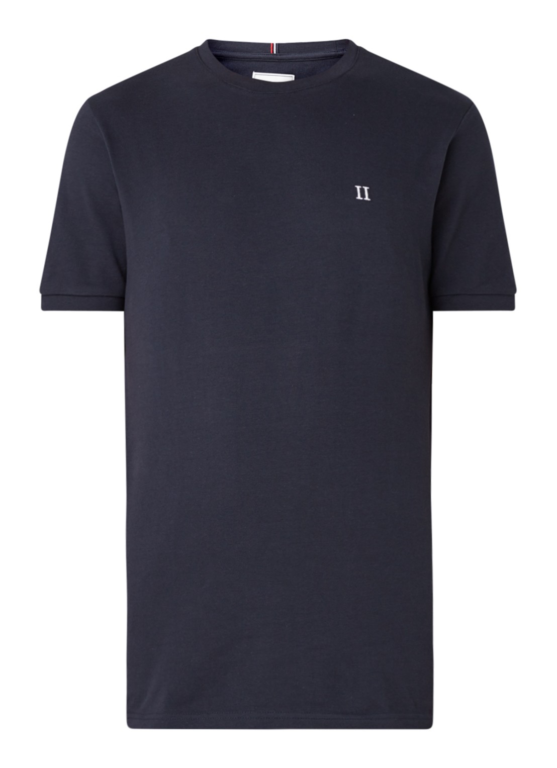 Les Deux T-shirt van piqué katoen met borduring - voorkant donkerblauw