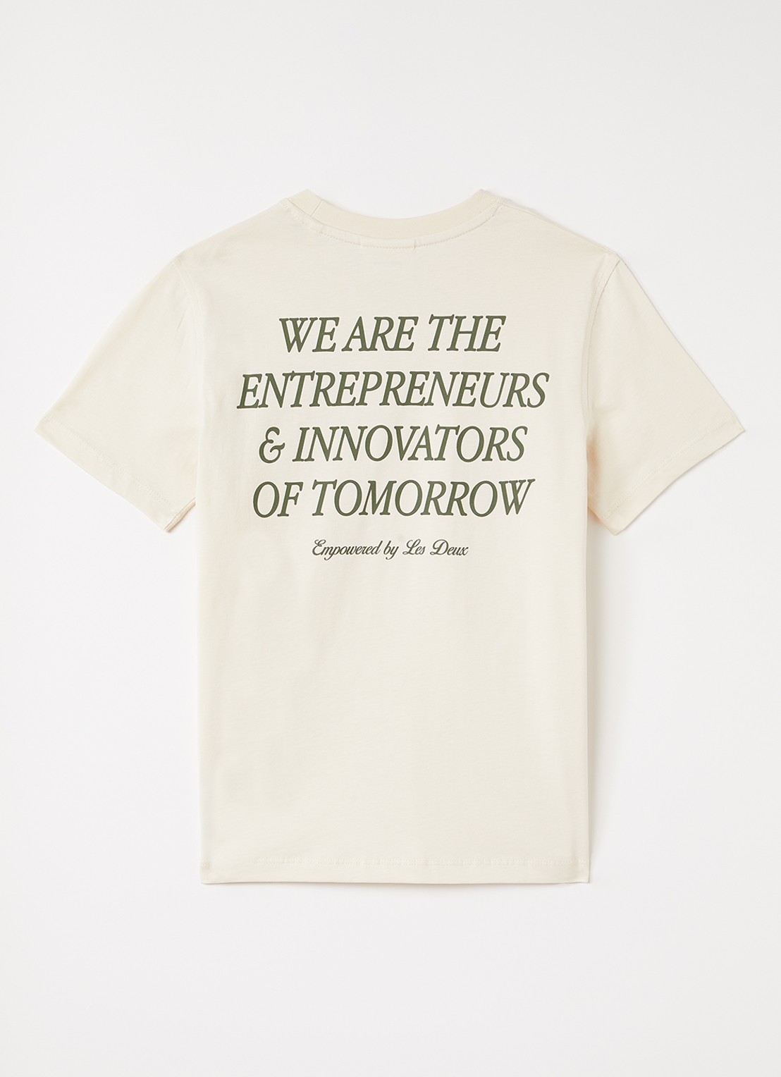 Les Deux Tomorrow T-shirt met logo- en backprint - voorkant 2 ivoor