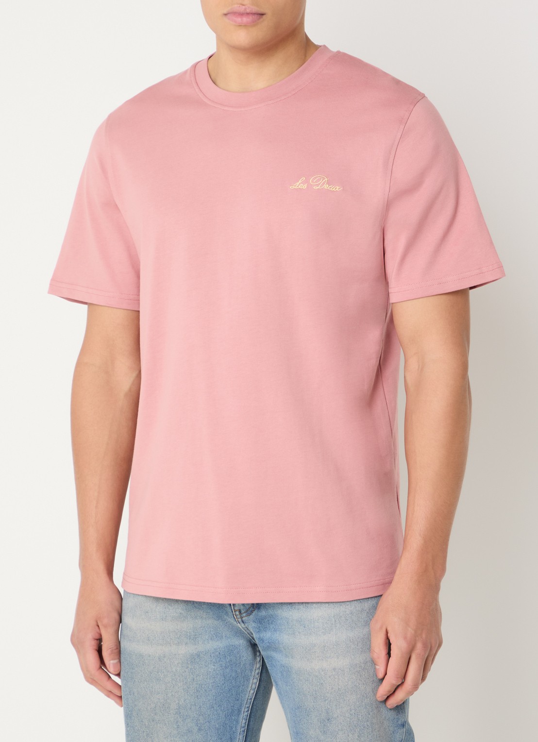 Les Deux Wild Flower T-shirt met logoborduring en backprint - achterkant 4 zalmroze