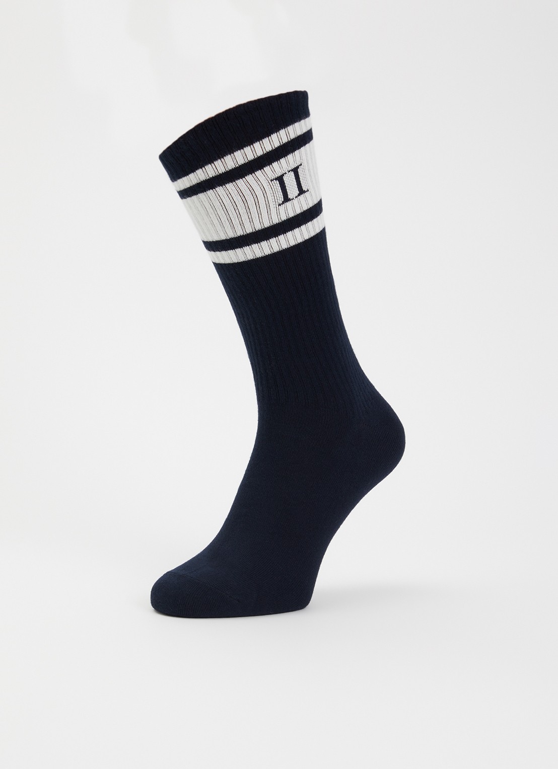 Les Deux William sportsokken met logo in 2-pack - detail donkerblauw
