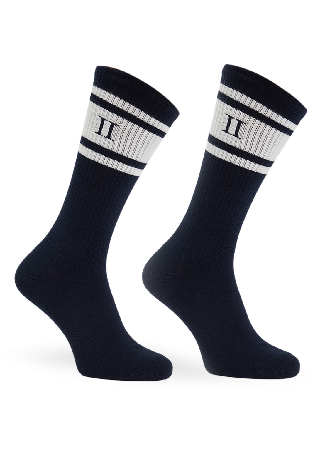 Les Deux William sportsokken met logo in 2-pack - voorkant 2 donkerblauw