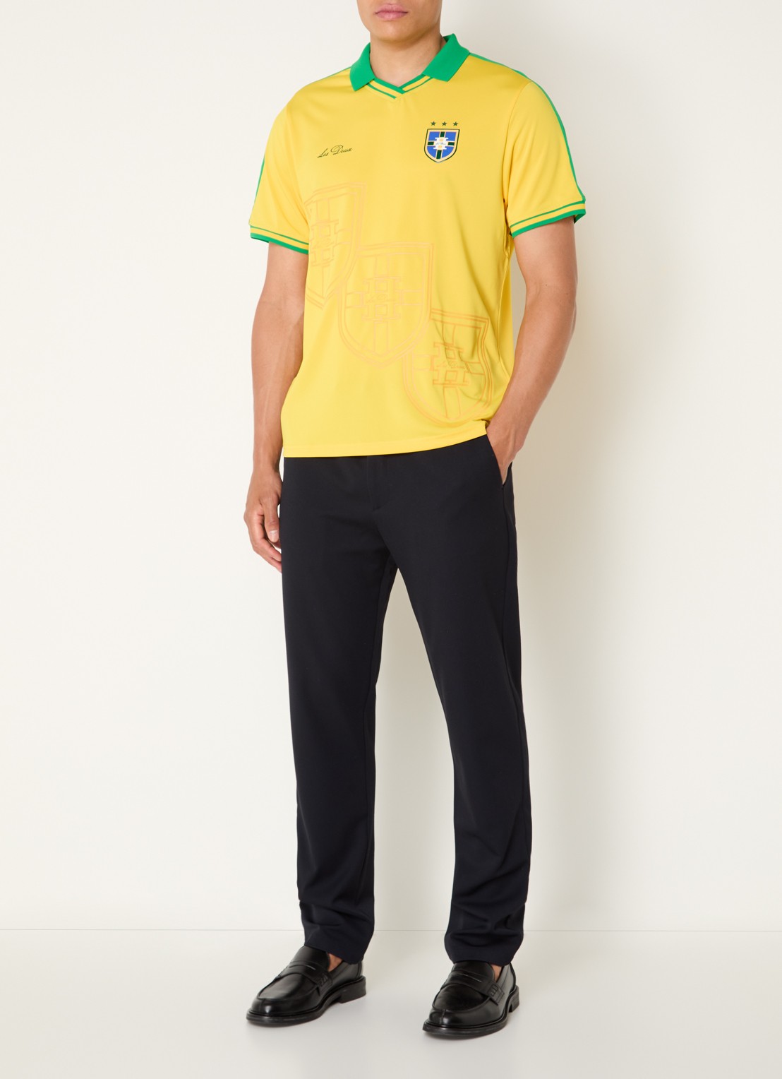 Les Deux WK Jersey Brazil T-shirt met print - voorkant 4 geel