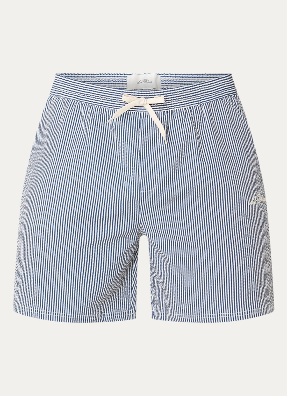 Les Deux zwemshorts met streepprint en steekzakken - voorkant donkerblauw