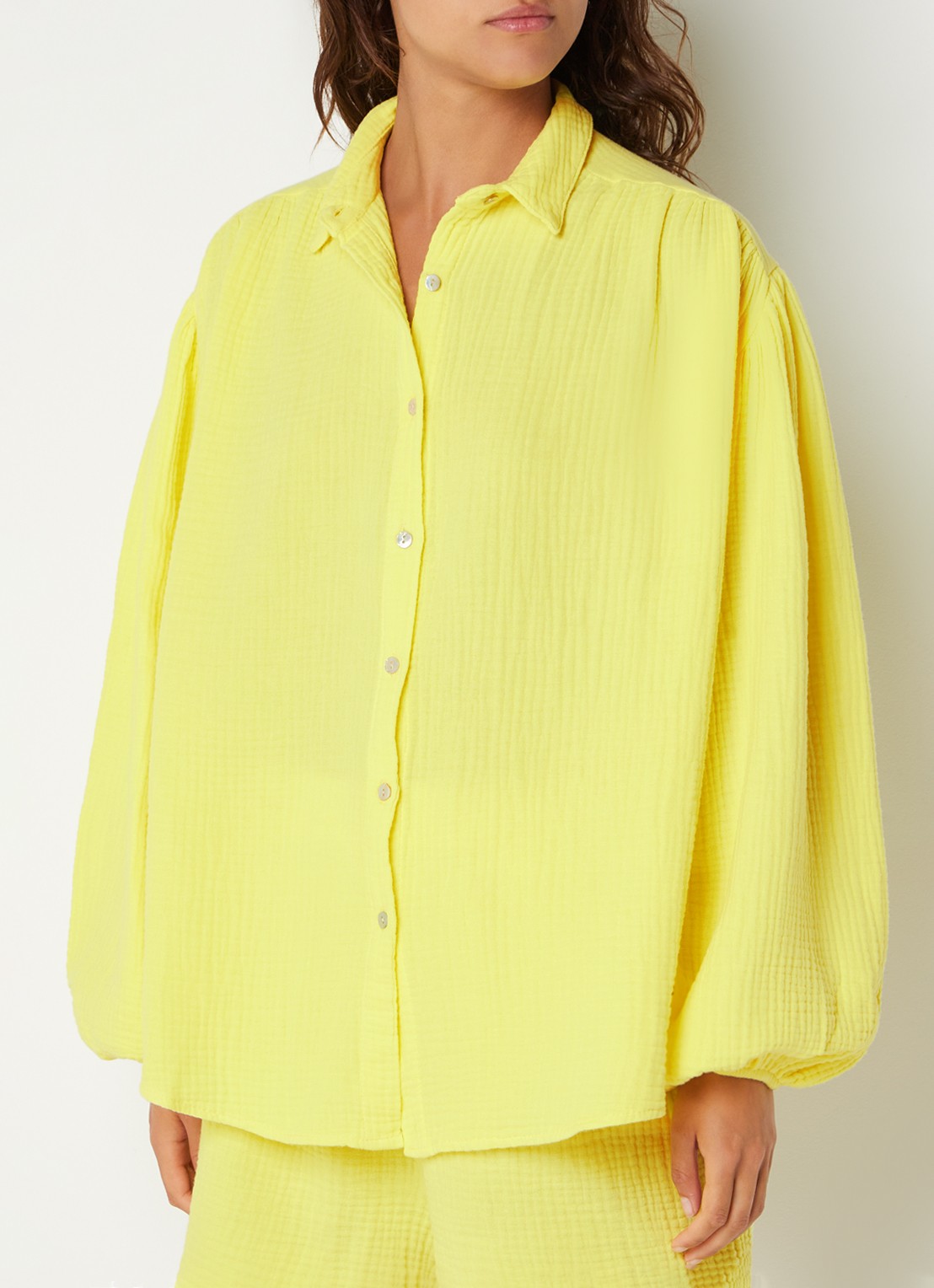 Les Jumelles Abigail blouse met structuur - detail 4 geel
