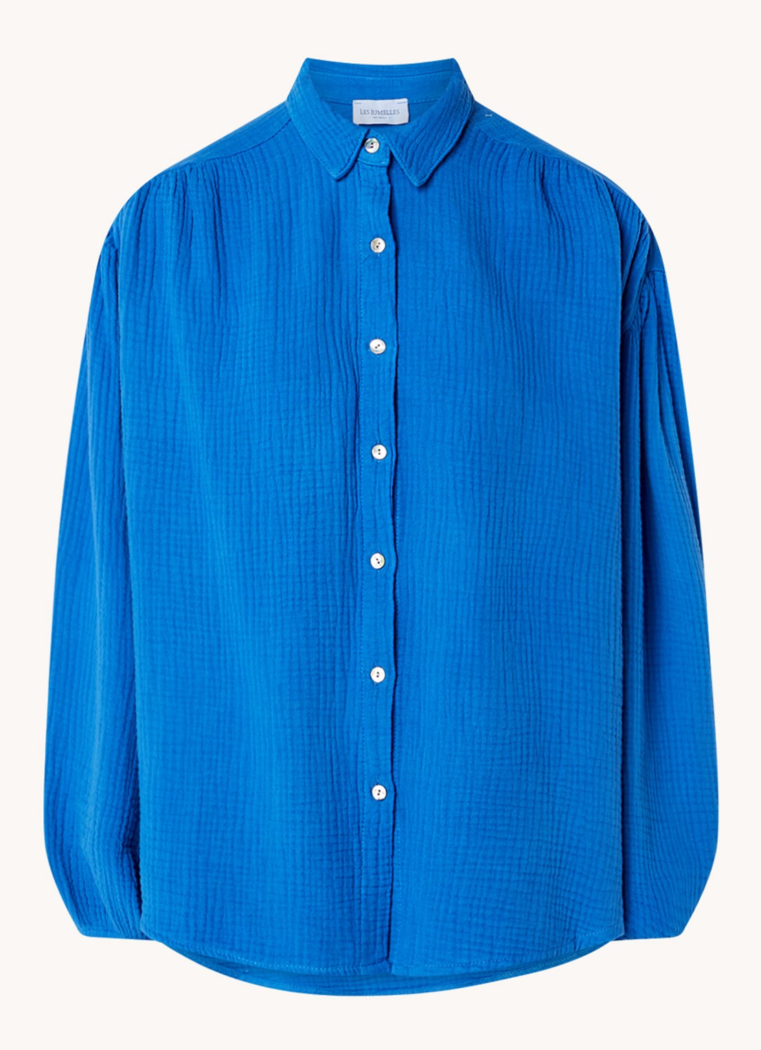 Les Jumelles Abigail blouse met structuur - voorkant 2 royalblauw
