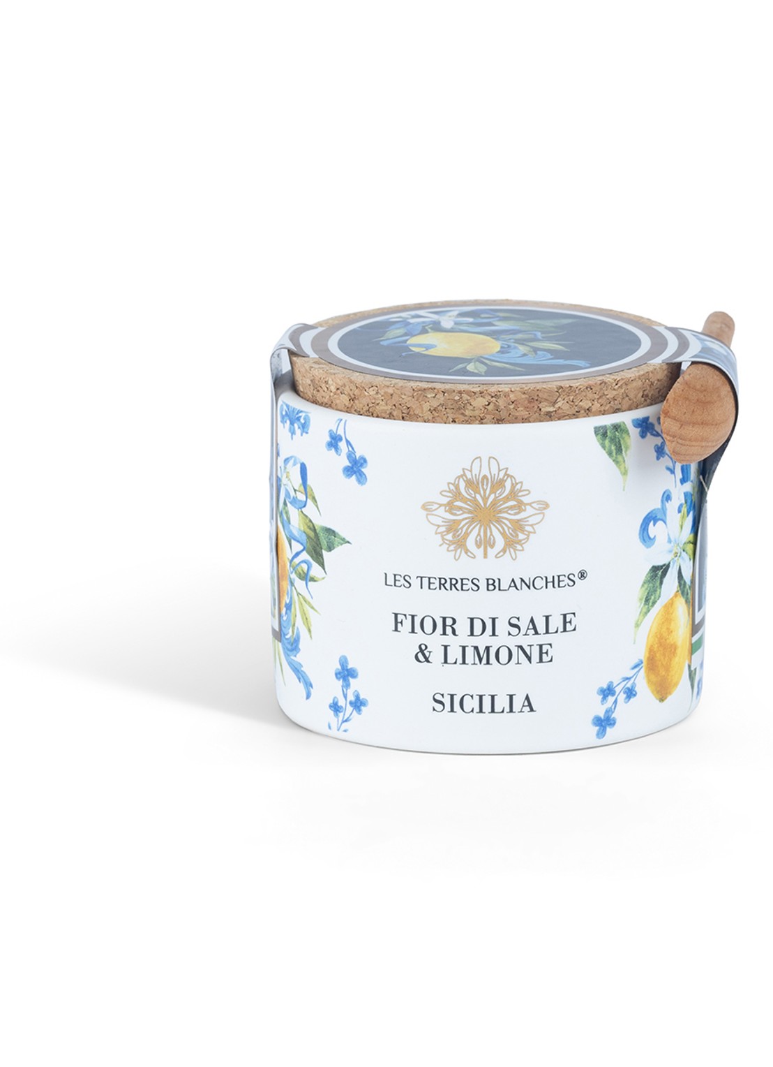 Les Terres Blanches Fior di Sale & Limone Sicilië zeezoutvlokken met citroen 50 gram - voorkant undefined