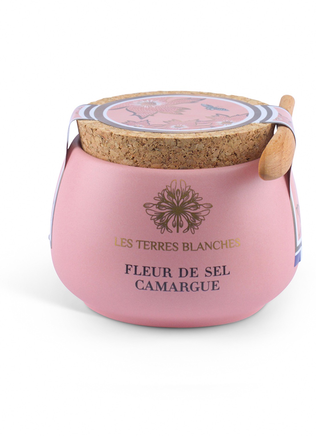 Les Terres Blanches Fleur de Sel Camargue zeezoutvlokken met lepel 100 gram - voorkant 2 undefined