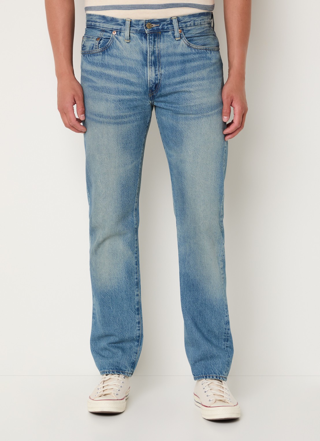 Levi's 1954 501 straight leg jeans van  katoen met medium wassing - detail 3 indigo