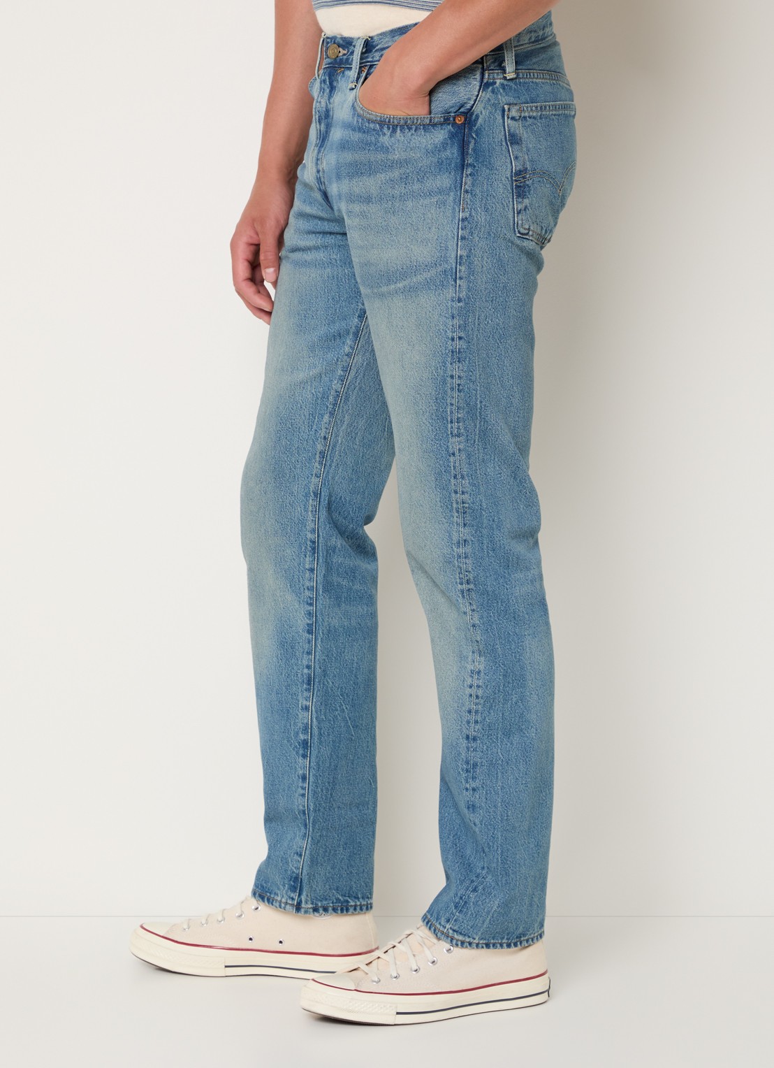 Levi's 1954 501 straight leg jeans van  katoen met medium wassing - detail 4 indigo
