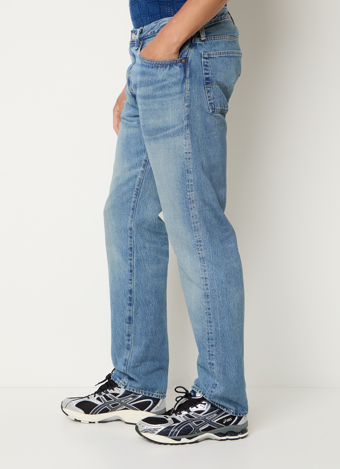 Levi's 1954 501 straight leg jeans van  katoen met medium wassing - detail 6 indigo