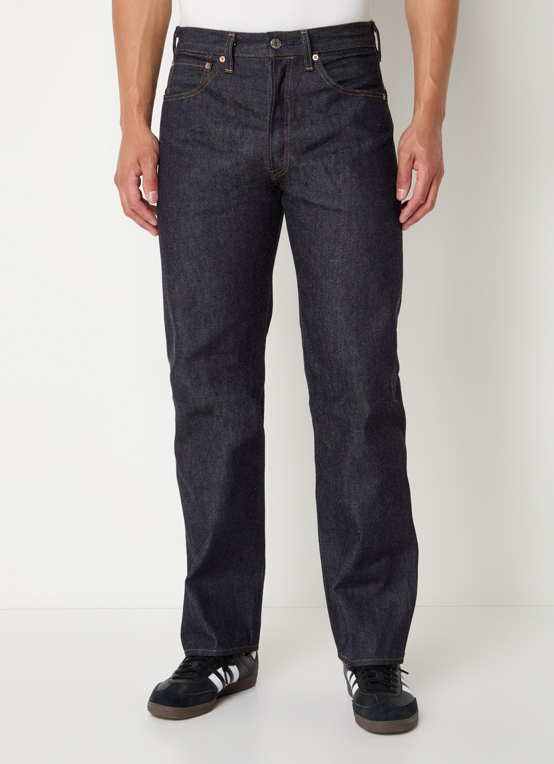 Levi's 1955 501 straight leg jeans met donkere wassing - detail 2 indigo
