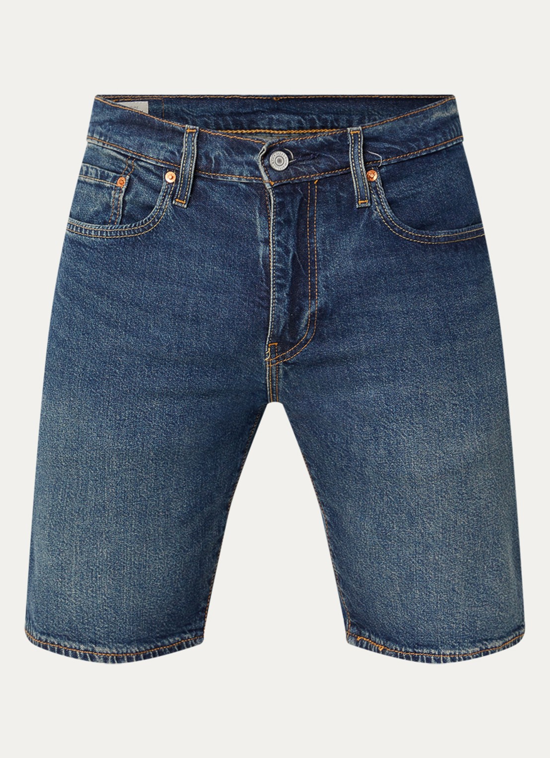 Levi's 405 slim fit korte broek van denim met donkere wassing - voorkant 2 indigo
