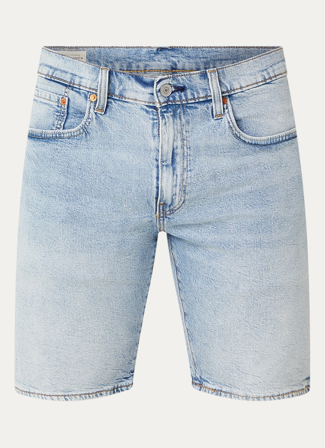 Levi's 405 slim fit korte broek van denim met lichte wassing - voorkant 2 lichtblauw