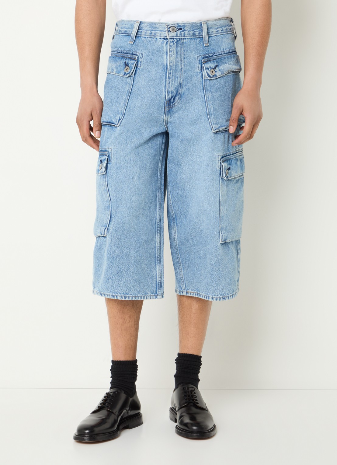 Levi's 478 loose fit korte cargobroek van denim  - detail 4 indigo