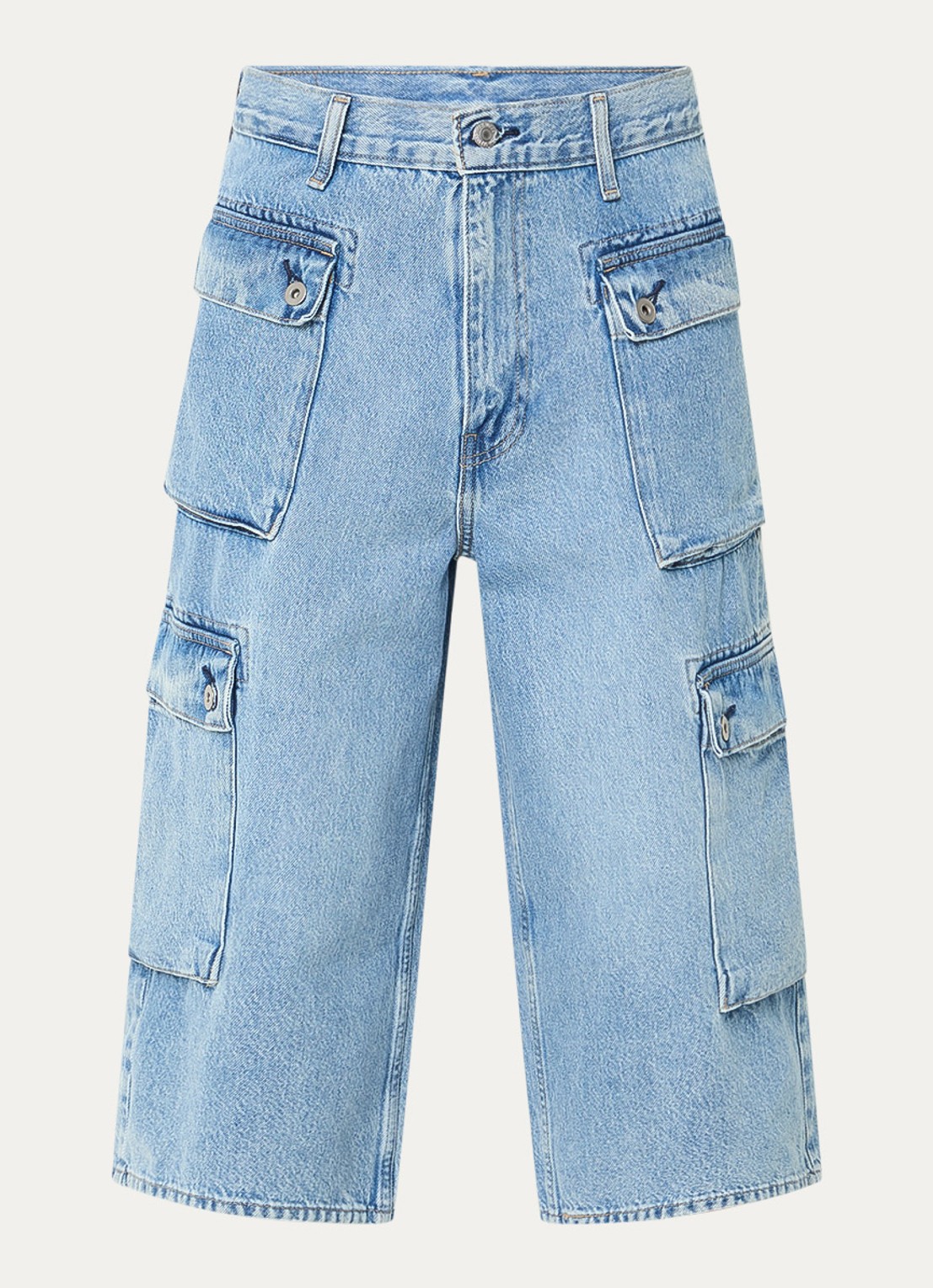 Levi's 478 loose fit korte cargobroek van denim  - voorkant 2 indigo