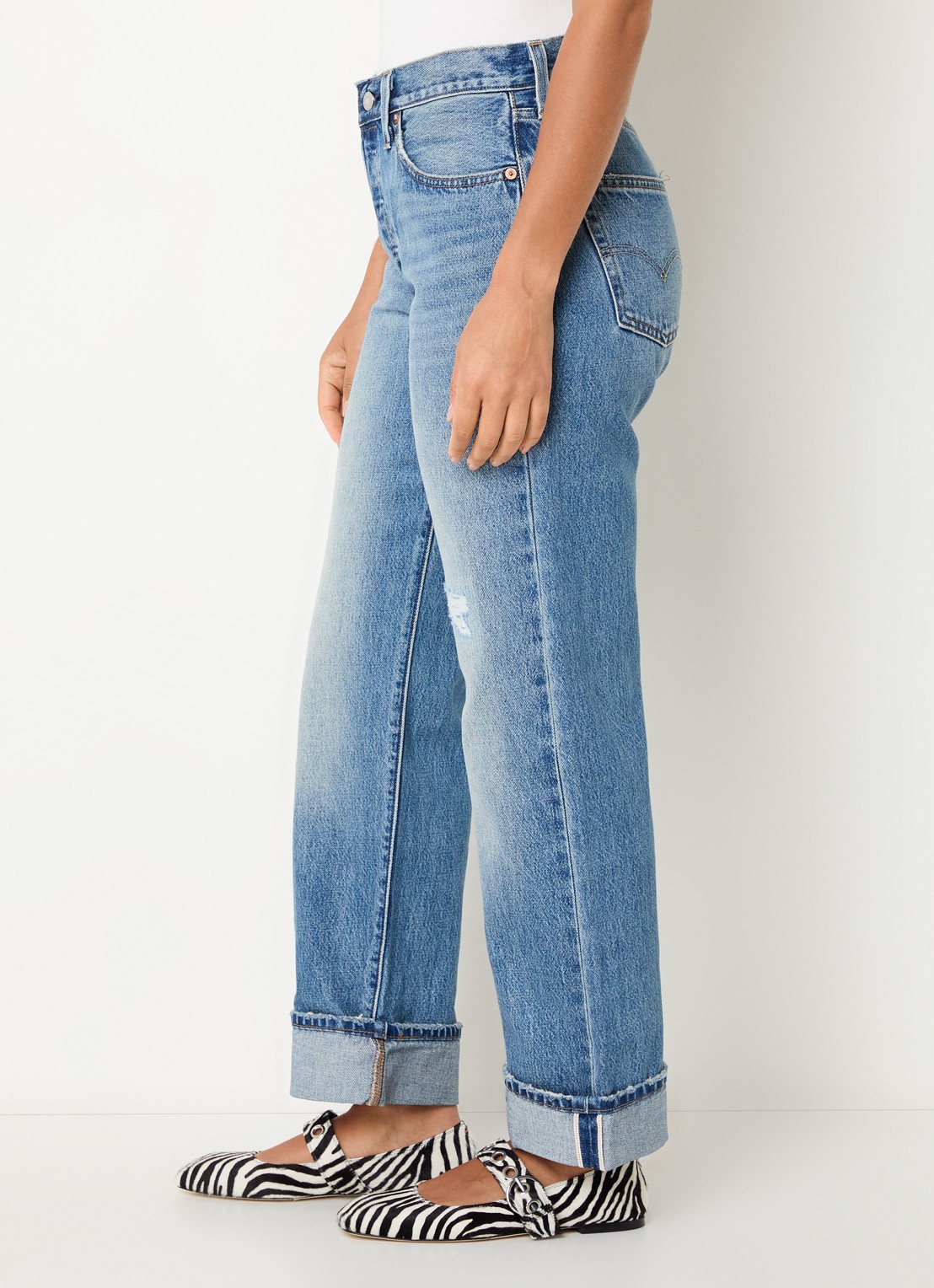 Levi's 501 90's high waist straight fit jeans met medium wassing - detail 5 indigo