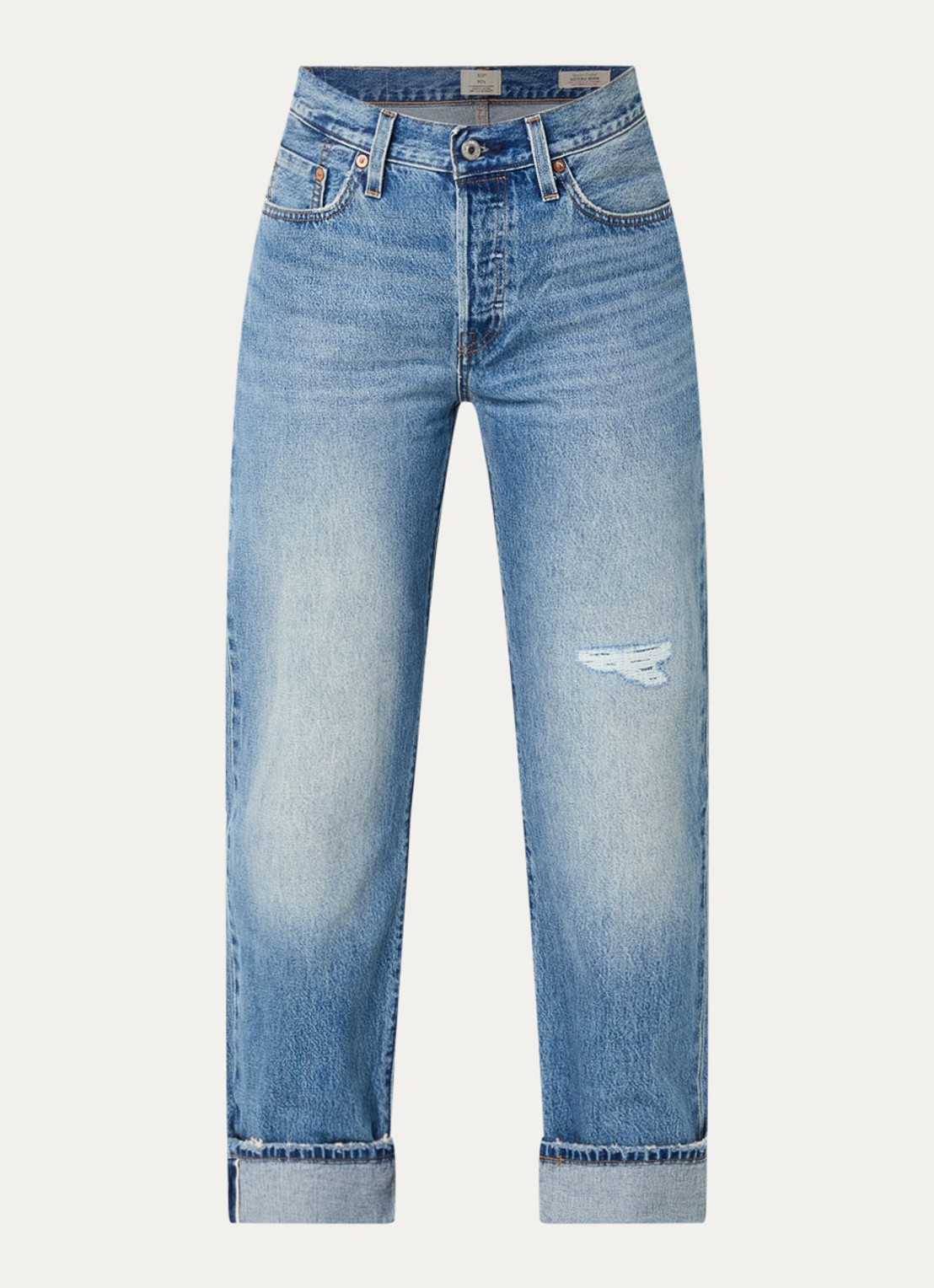 Levi's 501 90's high waist straight fit jeans met medium wassing - voorkant 2 indigo