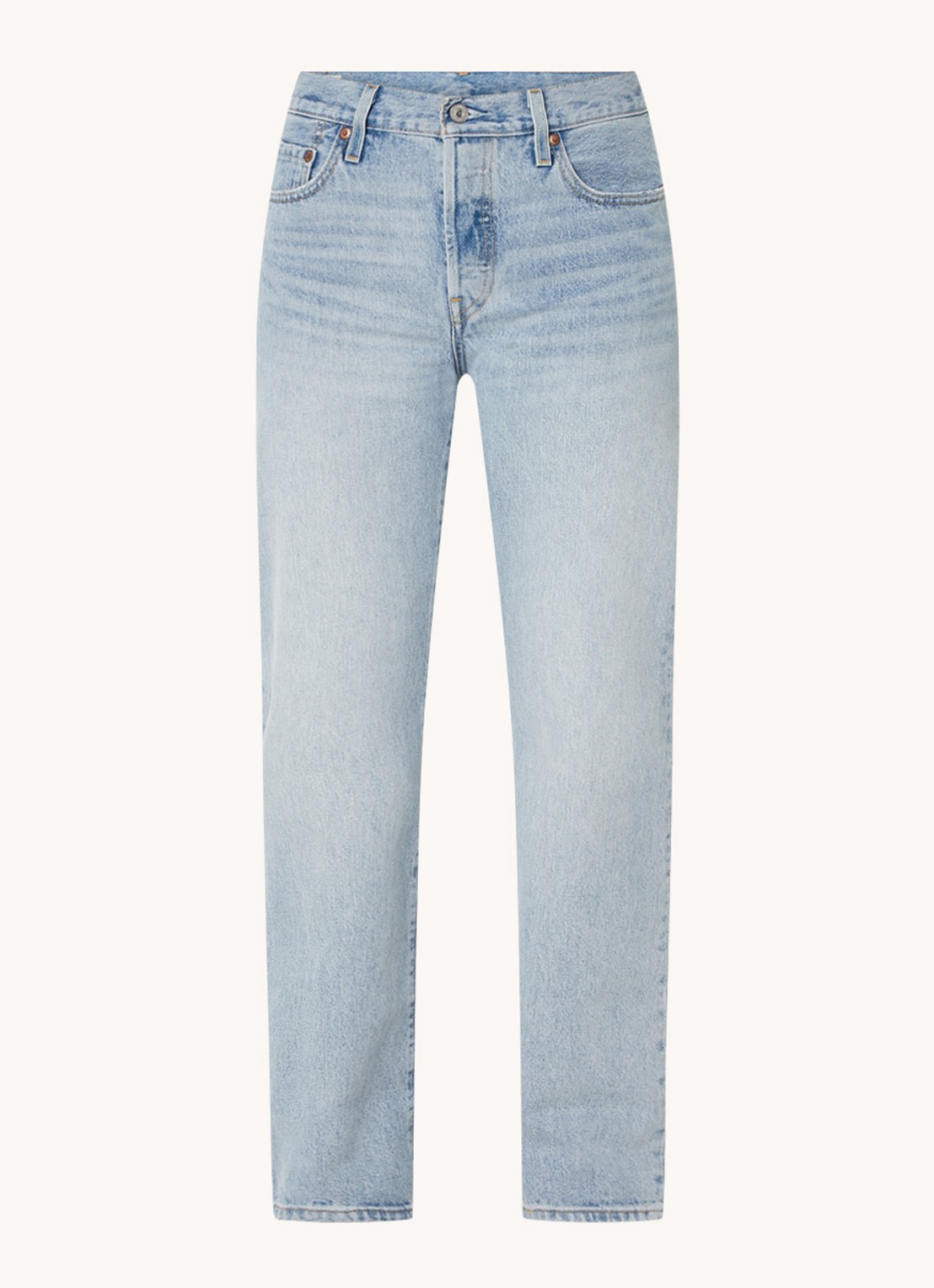 Levi's 501 90's high waist straight leg jeans met lichte wassing - voorkant 2 indigo