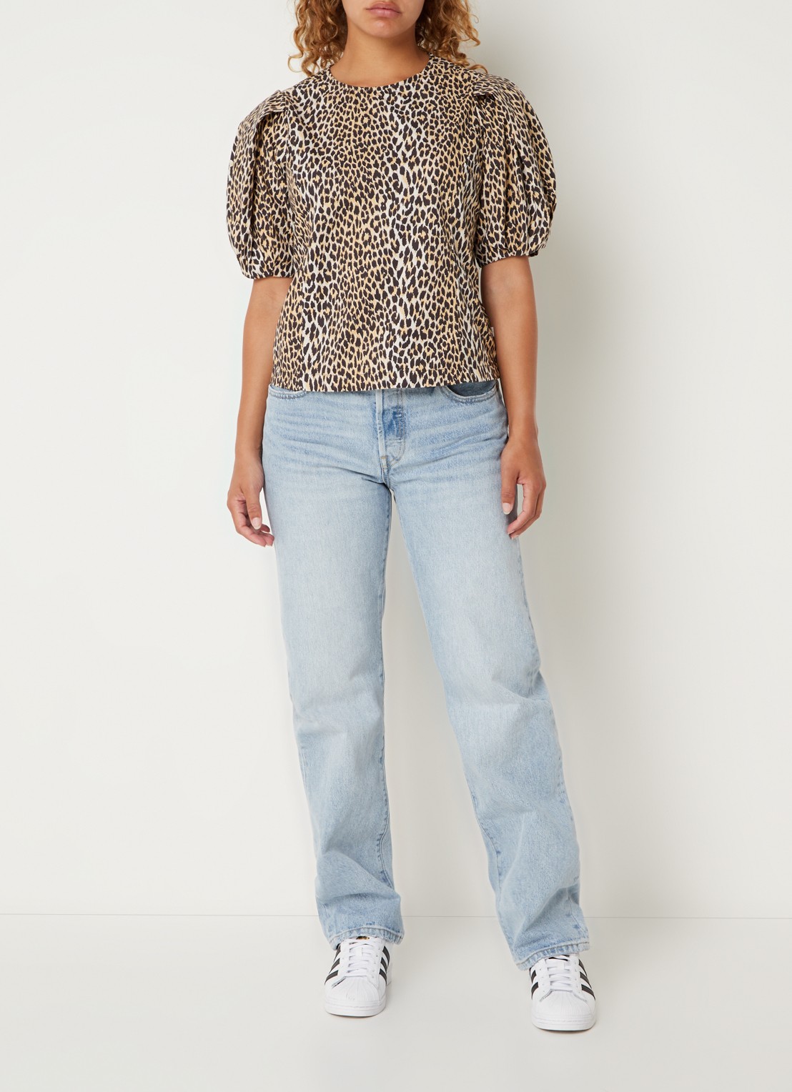 Levi's 501 90's high waist straight leg jeans met lichte wassing - voorkant 3 indigo