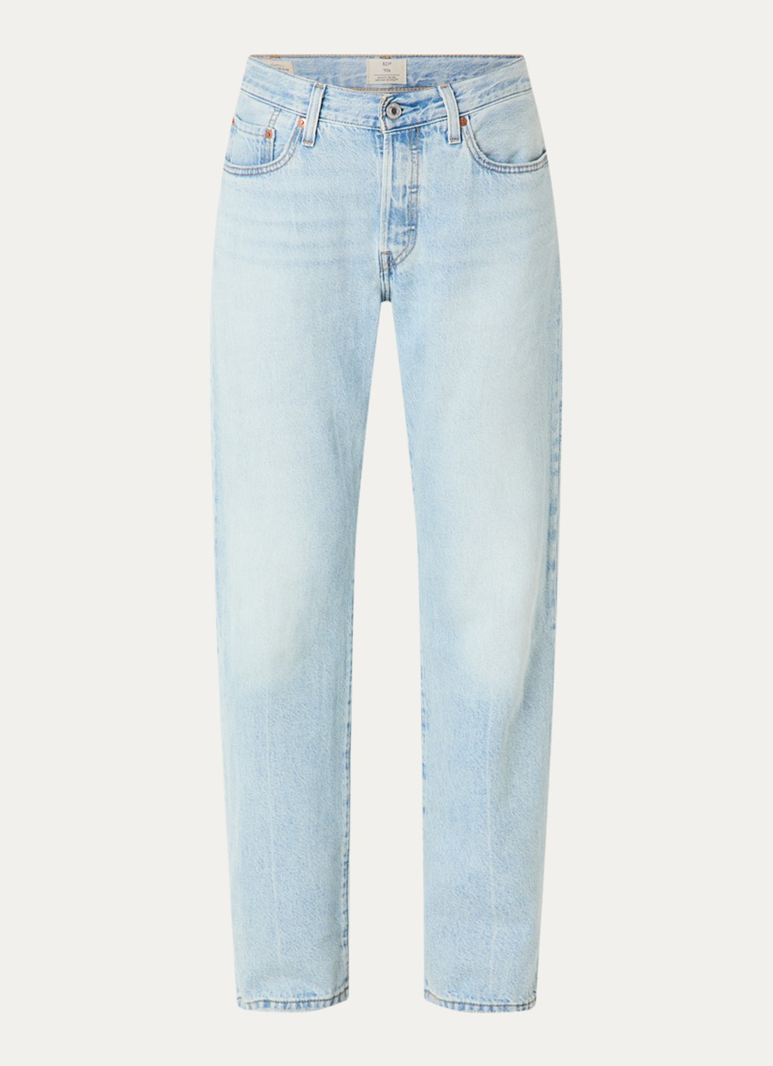 Levi's 501 90s mid waist straight leg jeans met lichte wassing - voorkant indigo