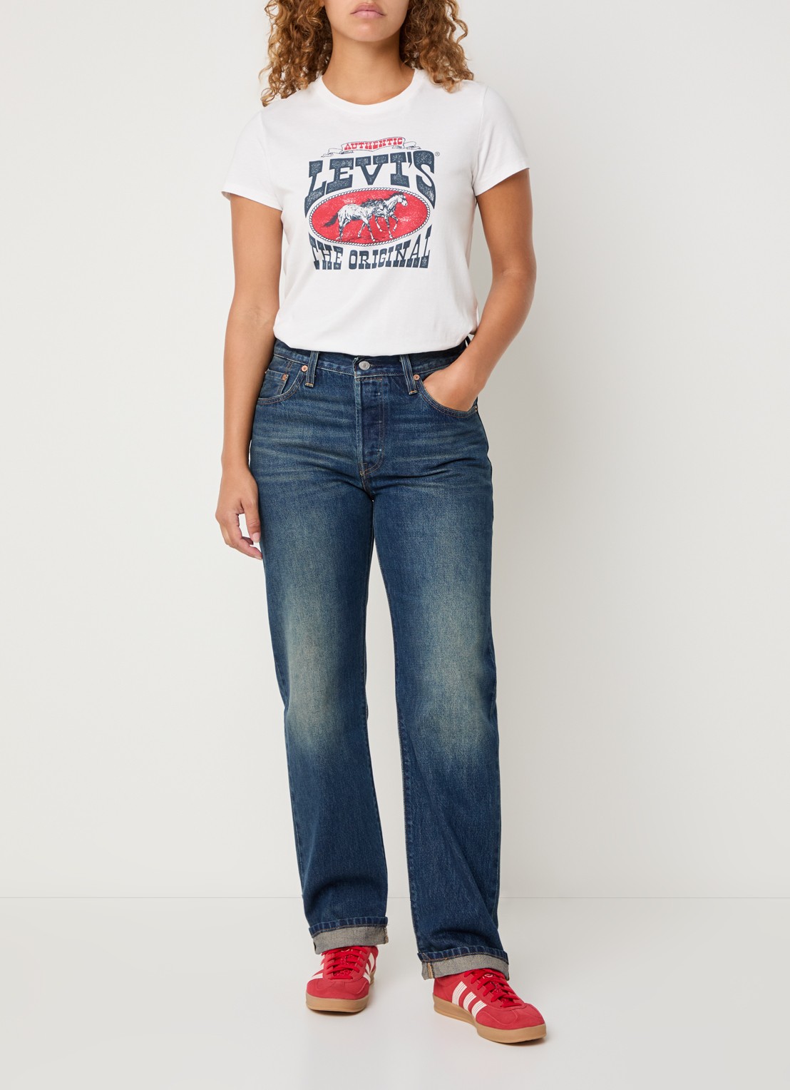 Levi's 501 '90s mid waist straight leg jeans met medium wassing - voorkant 3 indigo