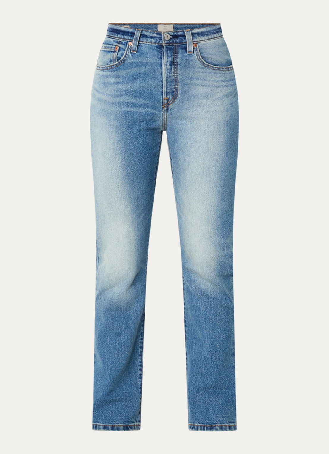 Levi's 501 Crop high waist slim fit jeans met lichte wassing - voorkant 3 indigo