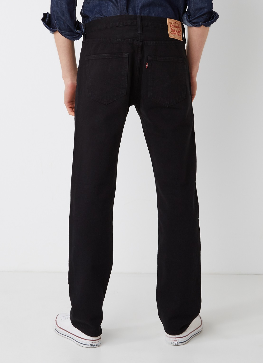 Levi's 501 high rise straight leg jeans met knoopsluiting - achterkant 3 zwart