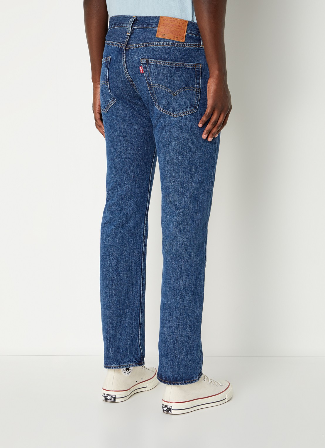 Levi's 501 high rise straight leg jeans met stonewash - achterkant 3 indigo