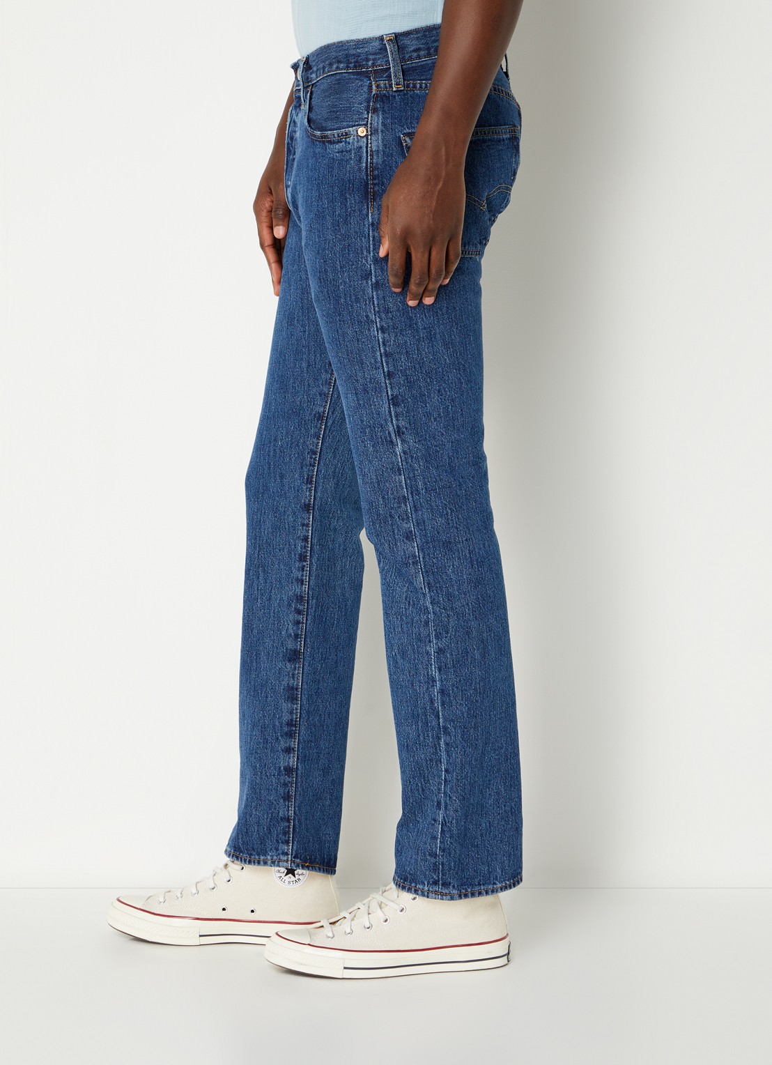 Levi's 501 high rise straight leg jeans met stonewash - detail 2 indigo