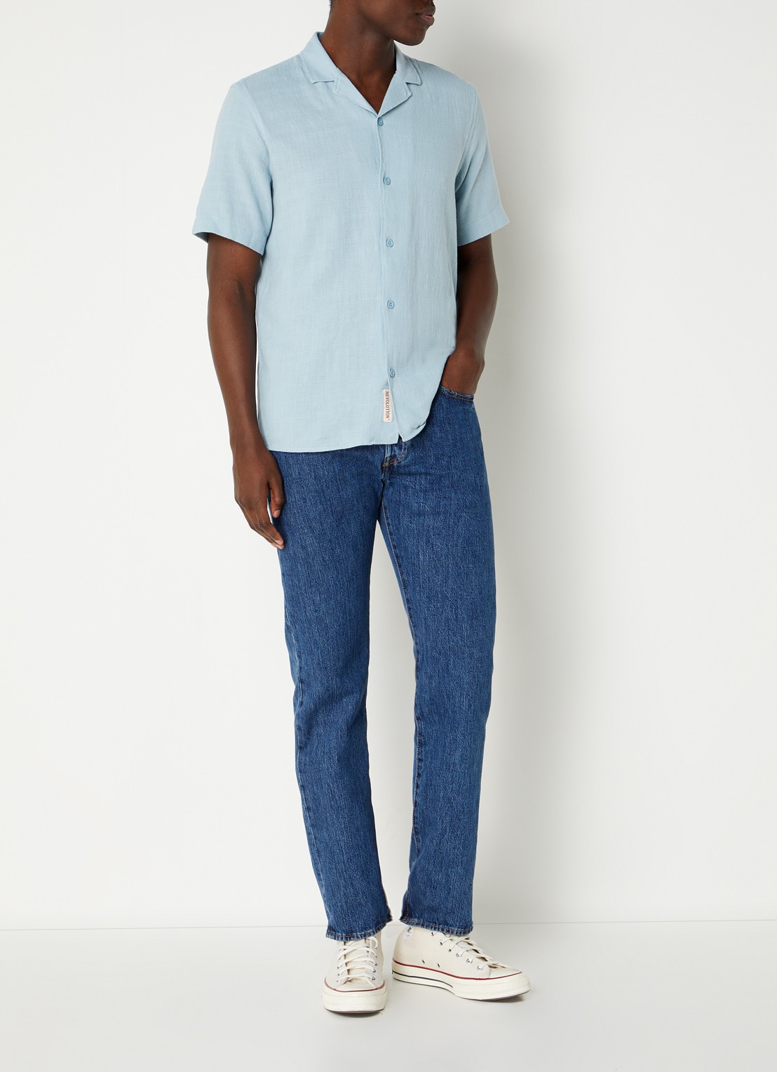 Levi's 501 high rise straight leg jeans met stonewash - voorkant 5 indigo