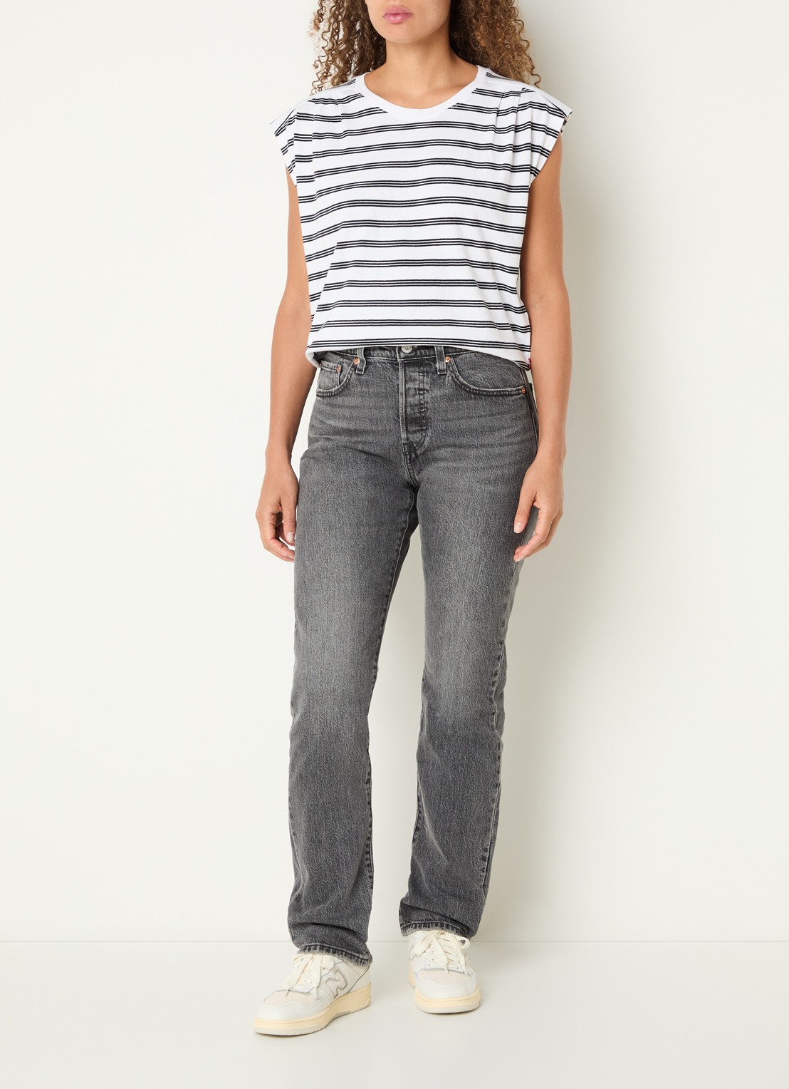 Levi's 501 high waist slim fit jeans met gekleurde wassing - voorkant 2 donkergrijs