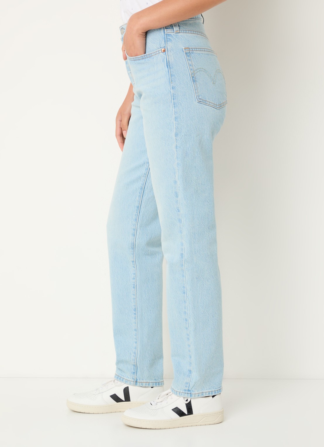 Levi's 501 high waist slim fit jeans met lichte wassing - detail 5 indigo